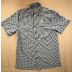 GameGuard Outdoors Men Medium Fishing Shirt Blue Plaid Vented Offshore 1041 2159